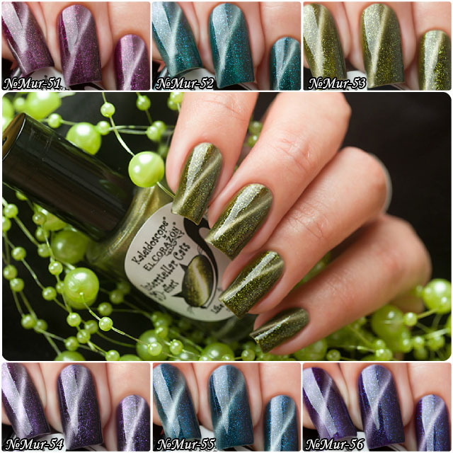 New photos of Kaleidoscope by El Corazon Magnetic nail polishes "Interstellar Cats"!