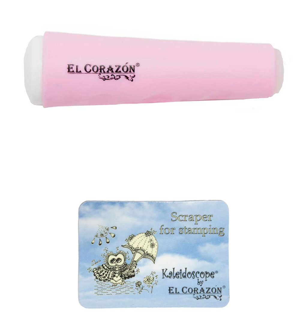 картинка EL Corazon Двусторонний штамп и скрапер №ksst-5 (розовый) от магазина El Corazon