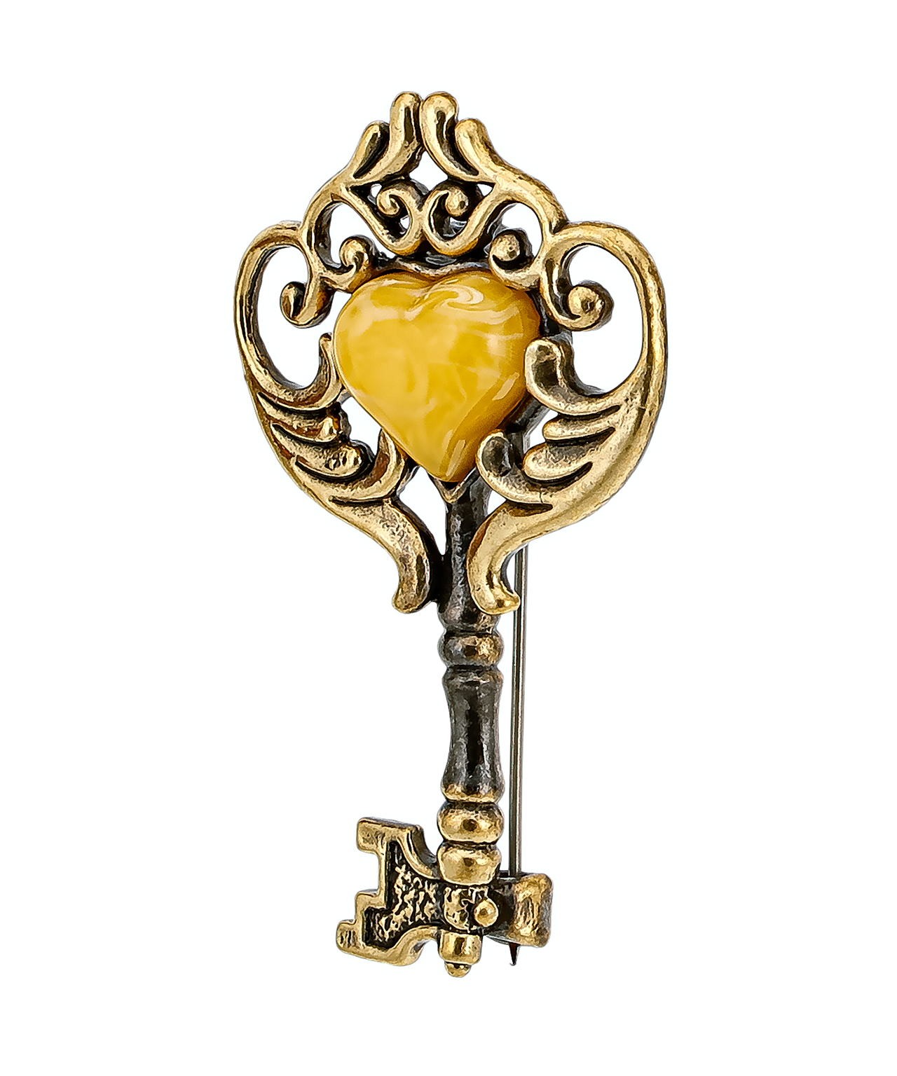 картинка Брошь Ключик Крылышки 3327.4-Б, белая от магазина El Corazon