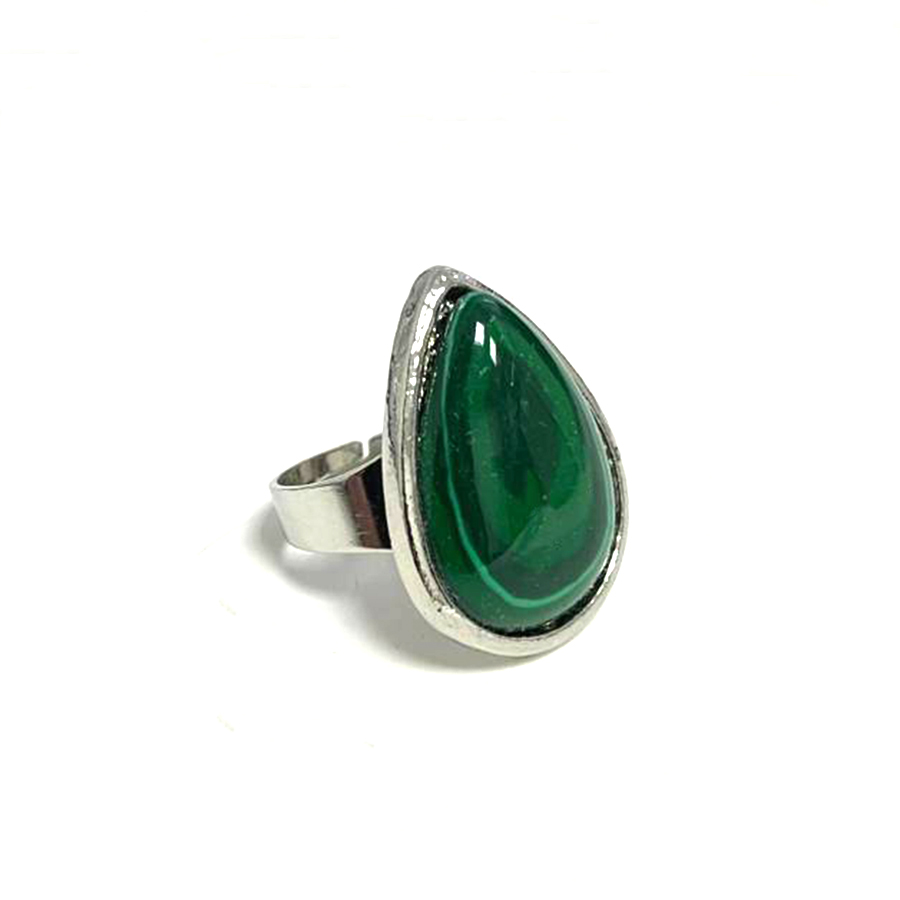 картинка Кольцо Капля из прессованного малахита Ring-041 от магазина El Corazon
