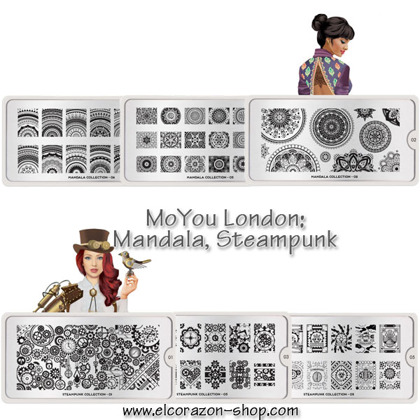 New collections of MoYou London stamping plates: Mandala and Steampunk!