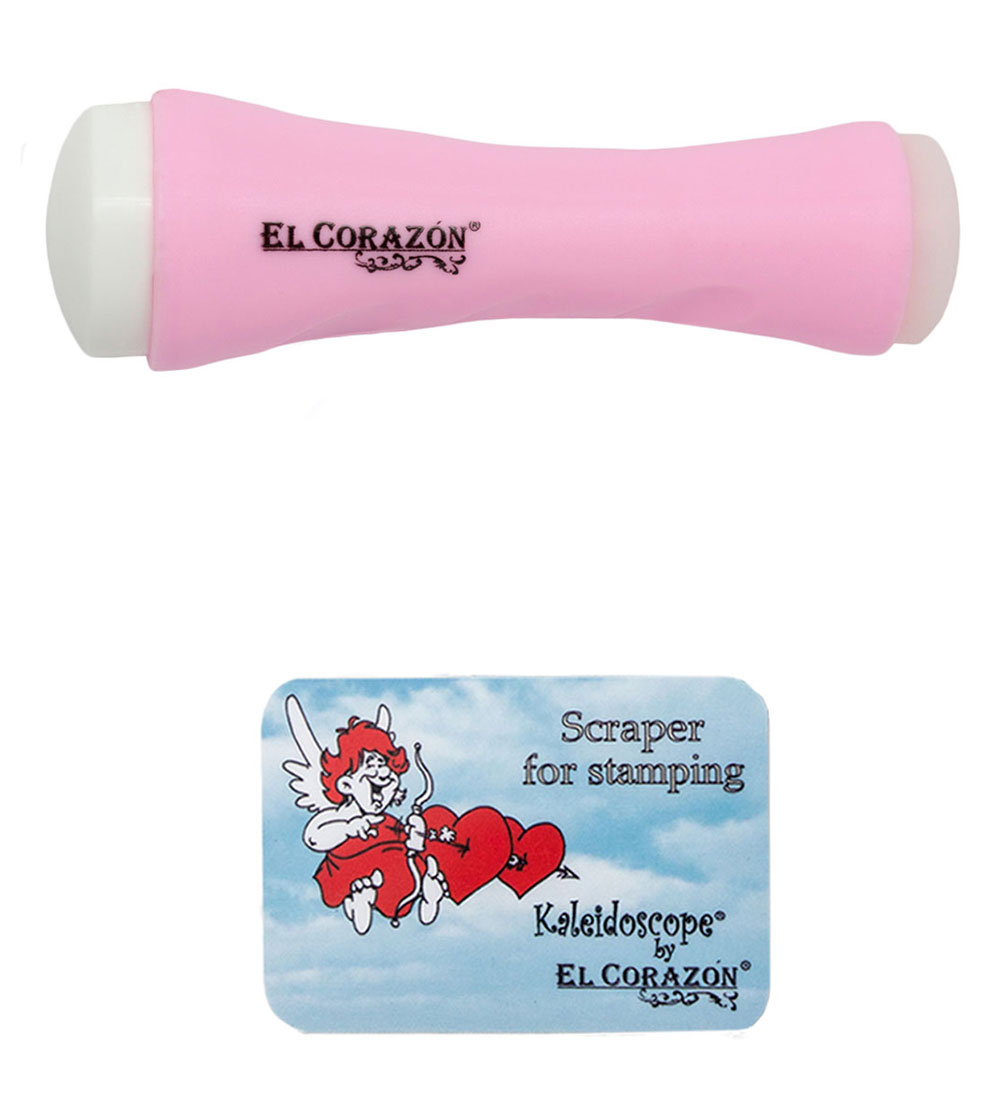 картинка EL Corazon Двусторонний штамп XL и скрапер №ksst-1 (розовый) от магазина El Corazon