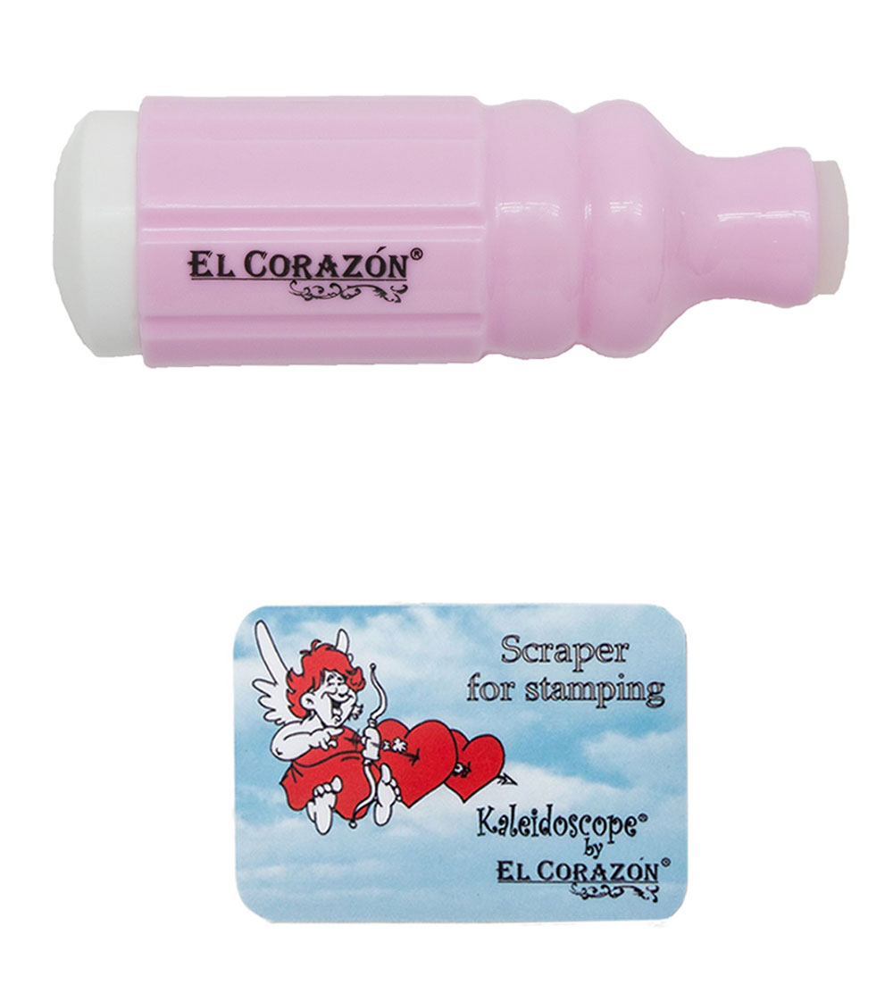 картинка EL Corazon Большой штамп и скрапер №ksst-2 (розовый) от магазина El Corazon