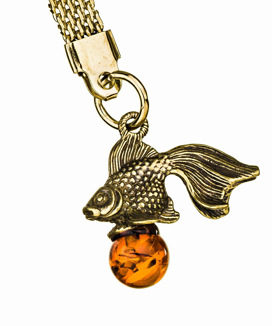 картинка Брелок Золотая рыбка,коньячный 467 от магазина El Corazon