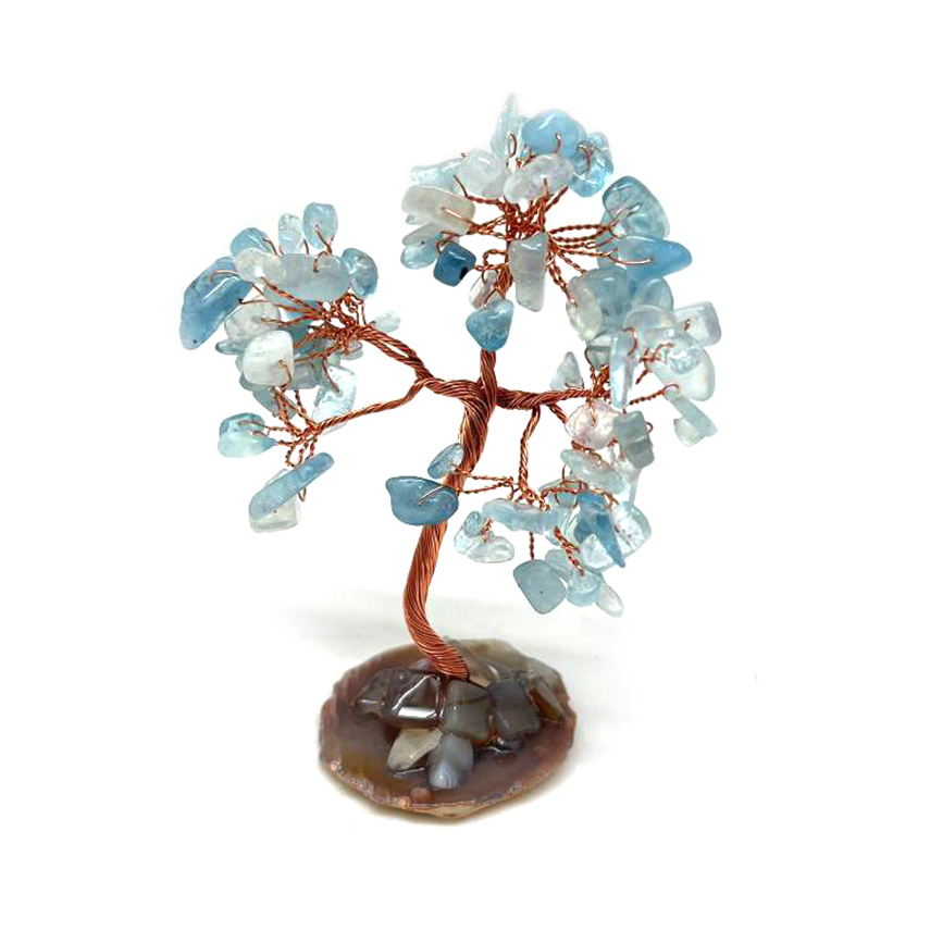 картинка Денежное дерево счастья Сувенир из натуральных камней аквамарина Sr-tree-02 от магазина El Corazon