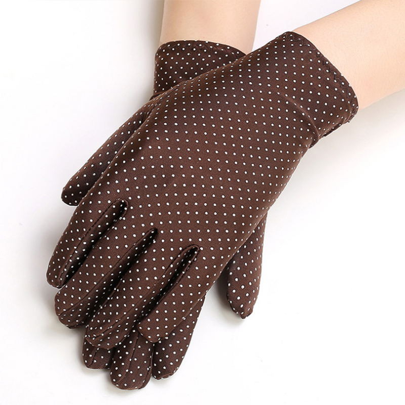 картинка Женские солнцезащитные перчатки в горошек, кофейные glov-12 от магазина El Corazon