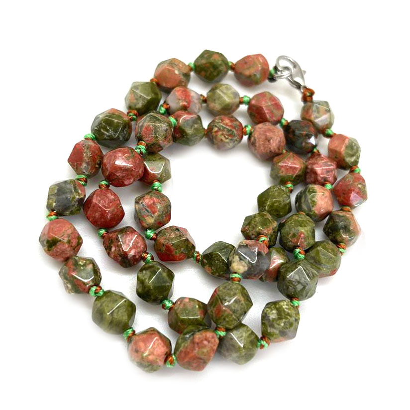 картинка Ожерелье 48 см из зеленой Яшмы, граненые бусины 8 мм NL232 от магазина El Corazon