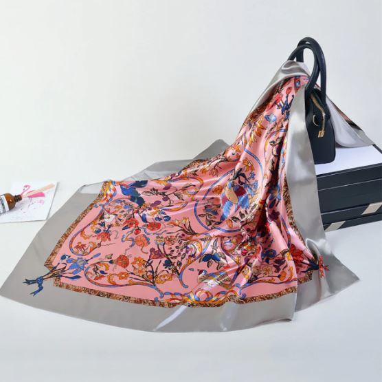 картинка Легкий, женский шелковый шарф-платок 90X90 cm Pl170 от магазина El Corazon