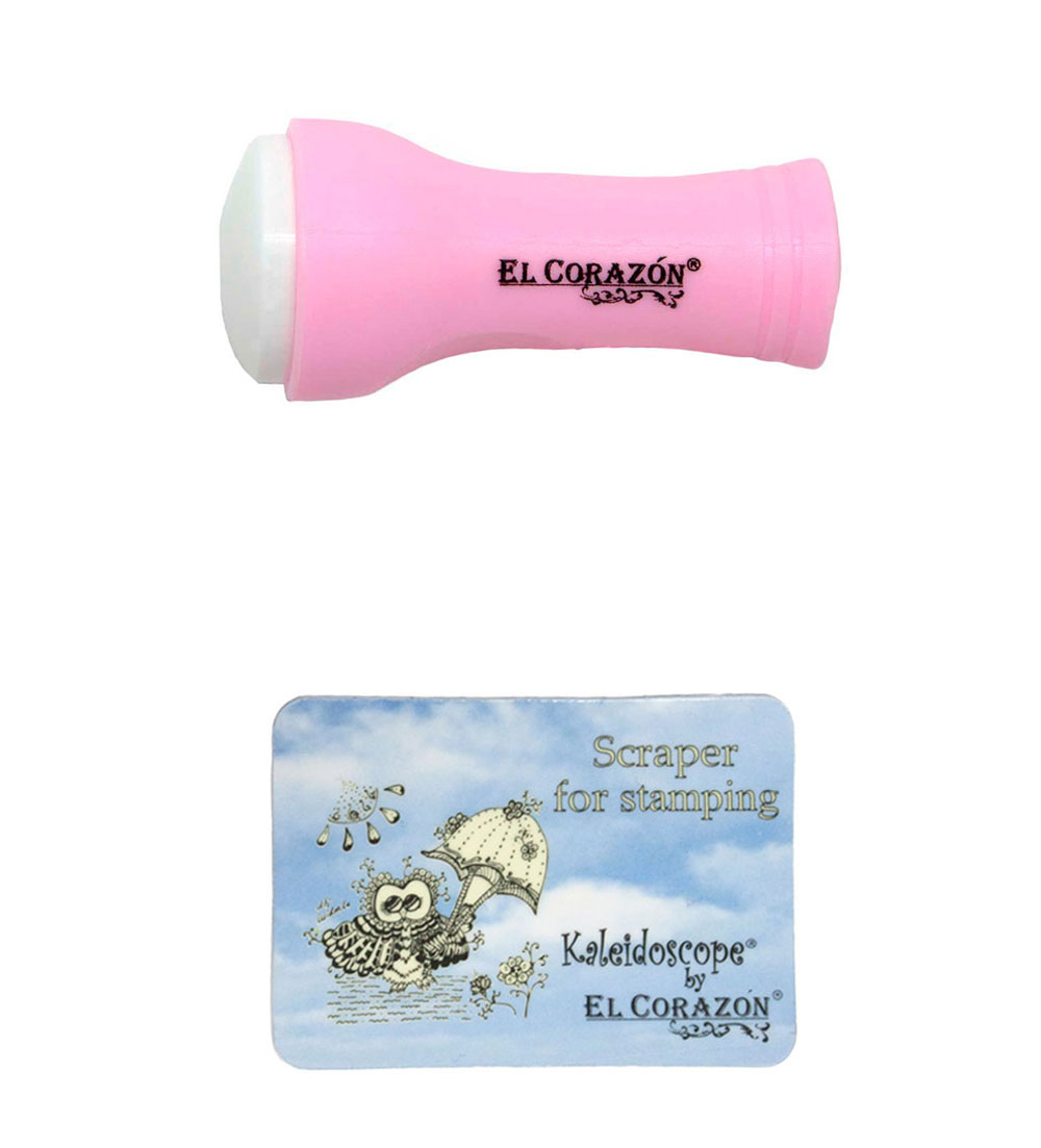 картинка EL Corazon Штамп маленький односторонний и скрапер №ksst-3 (розовый) от магазина El Corazon