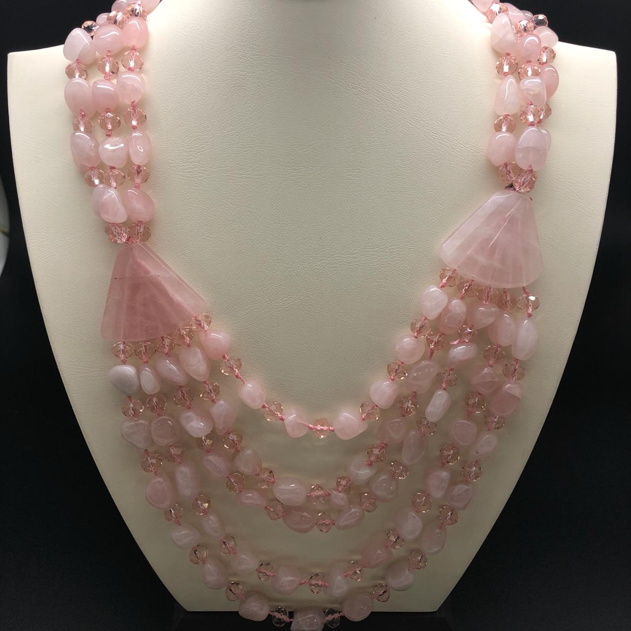 картинка Ожерелье Розовый кварц, 64 см  от магазина El Corazon