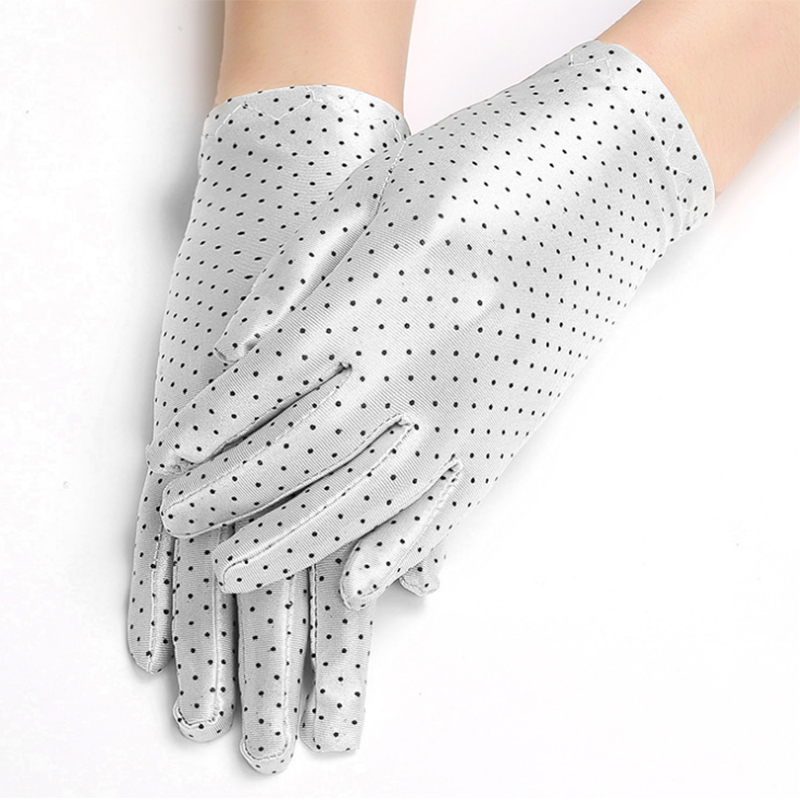 картинка Женские солнцезащитные перчатки в горошек, белые glov-14 от магазина El Corazon