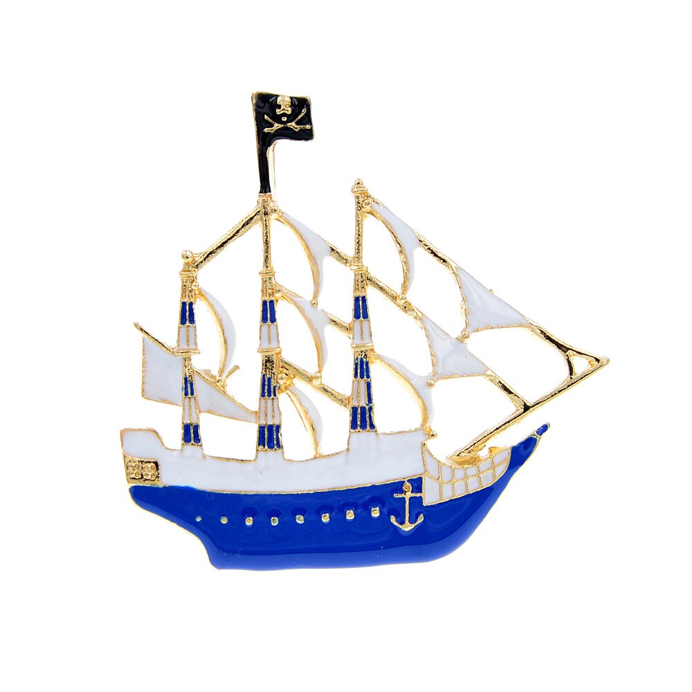 картинка Брошь Пиратский корабль, синий от магазина El Corazon