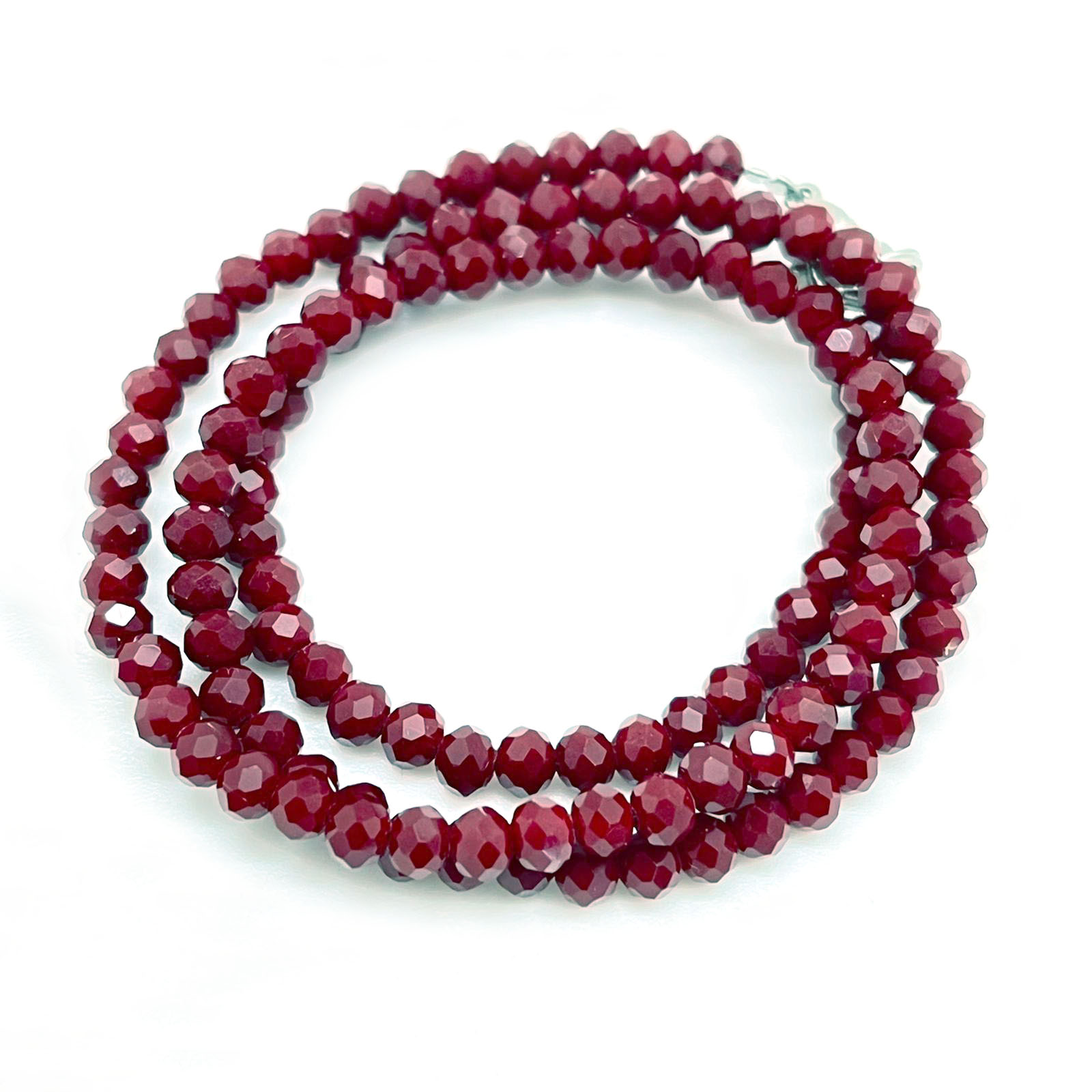 картинка NL67 Ожерелье из керамических бусин огранки рондаль цвет красный от магазина El Corazon