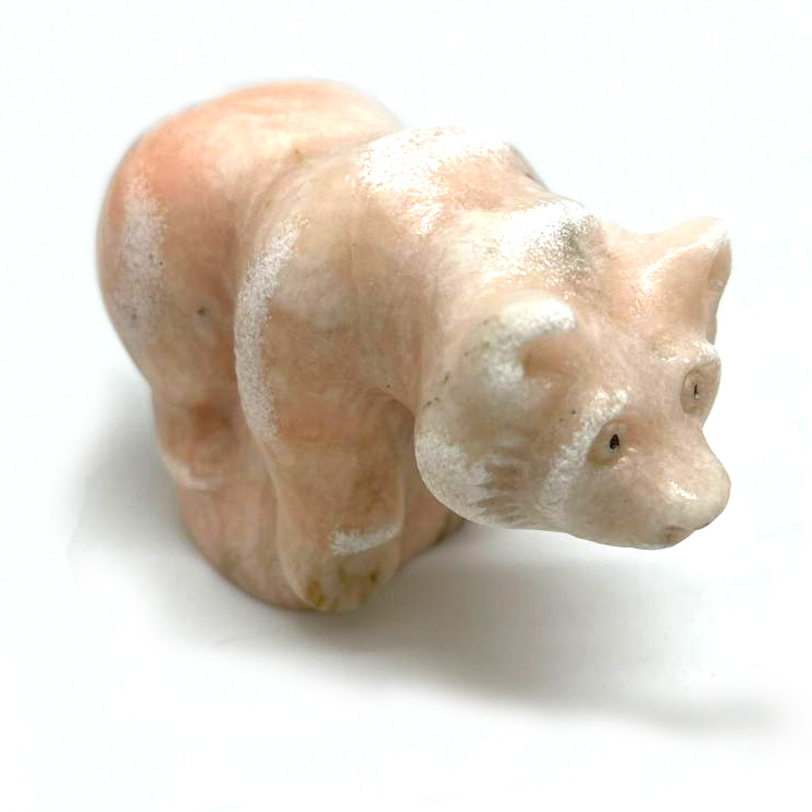 картинка Сувенир Медведь розовый резной из натурального камня Sr-Bor044 от магазина El Corazon