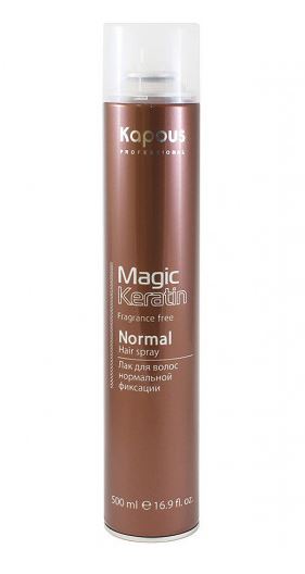 картинка Kapous Professional 500 мл, Кератин лак аэрозольный для волос нормальной фиксации "Magic Keratin" Fragrance free от магазина El Corazon