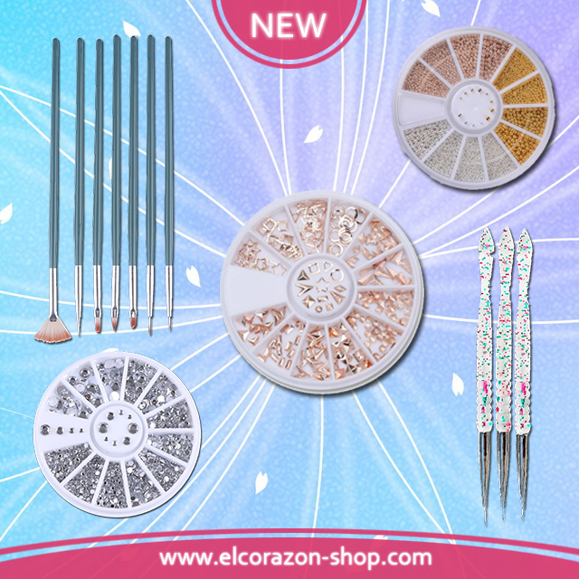 New brushes and rhinestones for nail design!