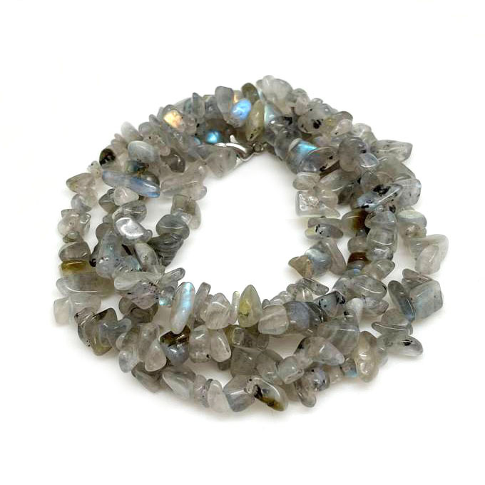 картинка Ожерелье 75см из мелкой крошки натурального камня лабрадор NL169 от магазина El Corazon