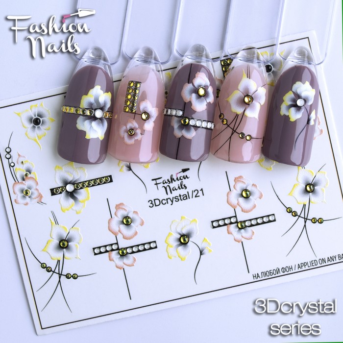 картинка Fashion Nails Слайдер дизайн 3D crystal №21 от магазина El Corazon