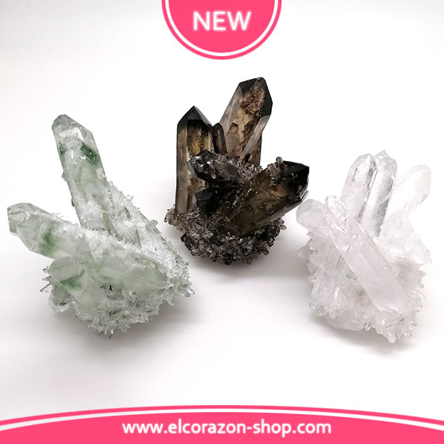 New! Crystals from fluorite, rauchtopaz and rock crystal!