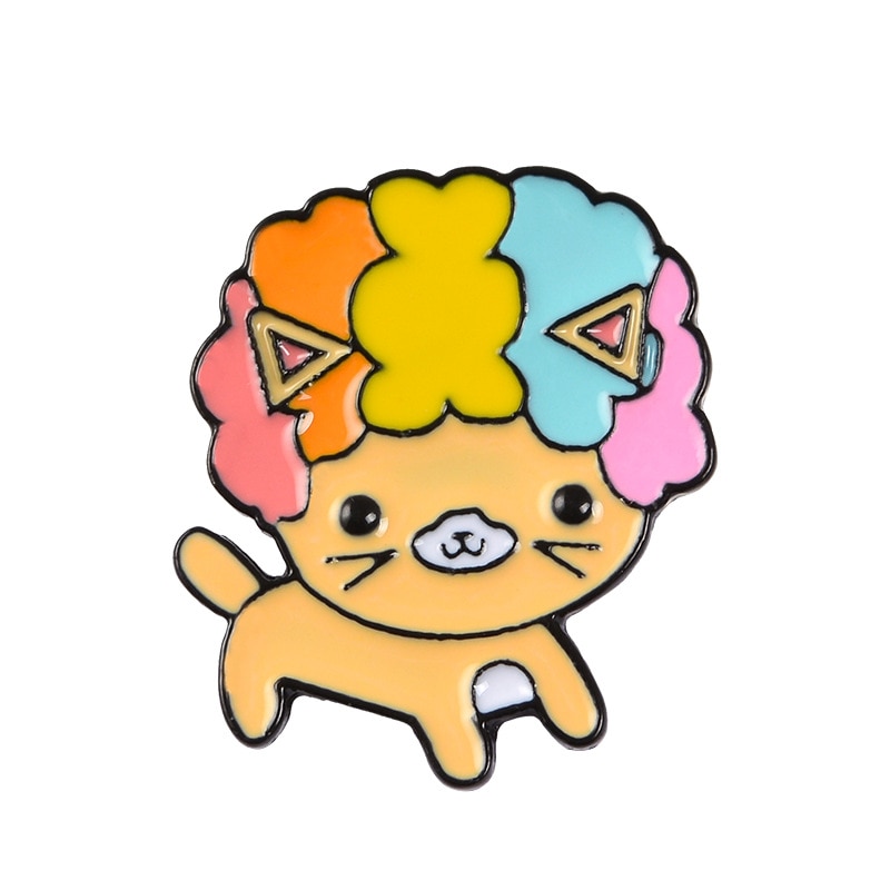 картинка Значок-пин Кошка с разноцветной шевелюрой  от магазина El Corazon