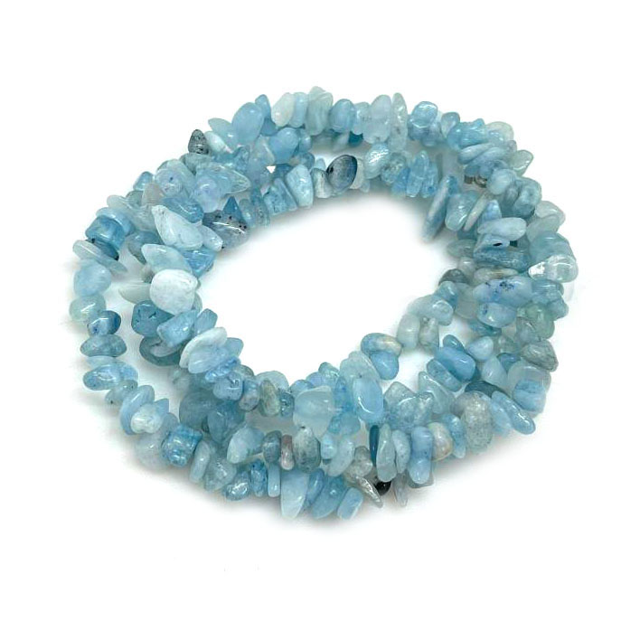 картинка Ожерелье 75см из мелкой крошки натурального камня голубой кварц  NL170 от магазина El Corazon