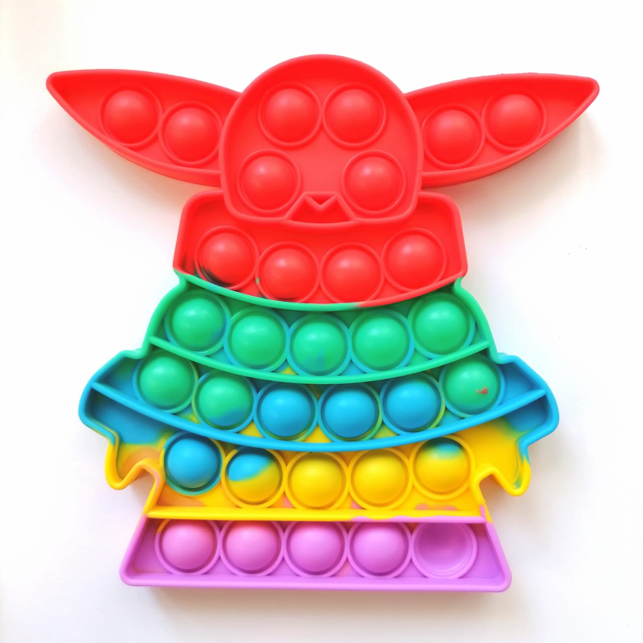 картинка Сенсорная игрушка антистресс Pop it- Радужный Йода 15х15 см Pop it-25 от магазина El Corazon