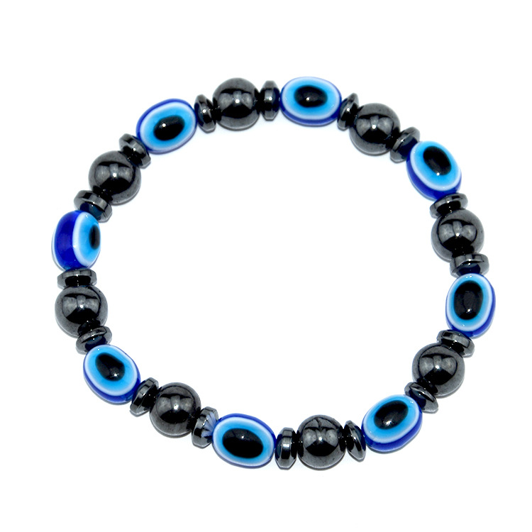 картинка Черный магнитный браслет для похудения с синими камнями от магазина El Corazon