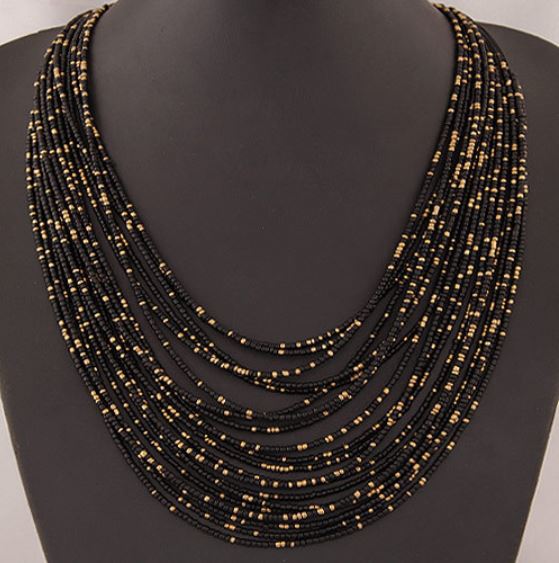 картинка Многослойное ожерелье из бисера, черное  от магазина El Corazon