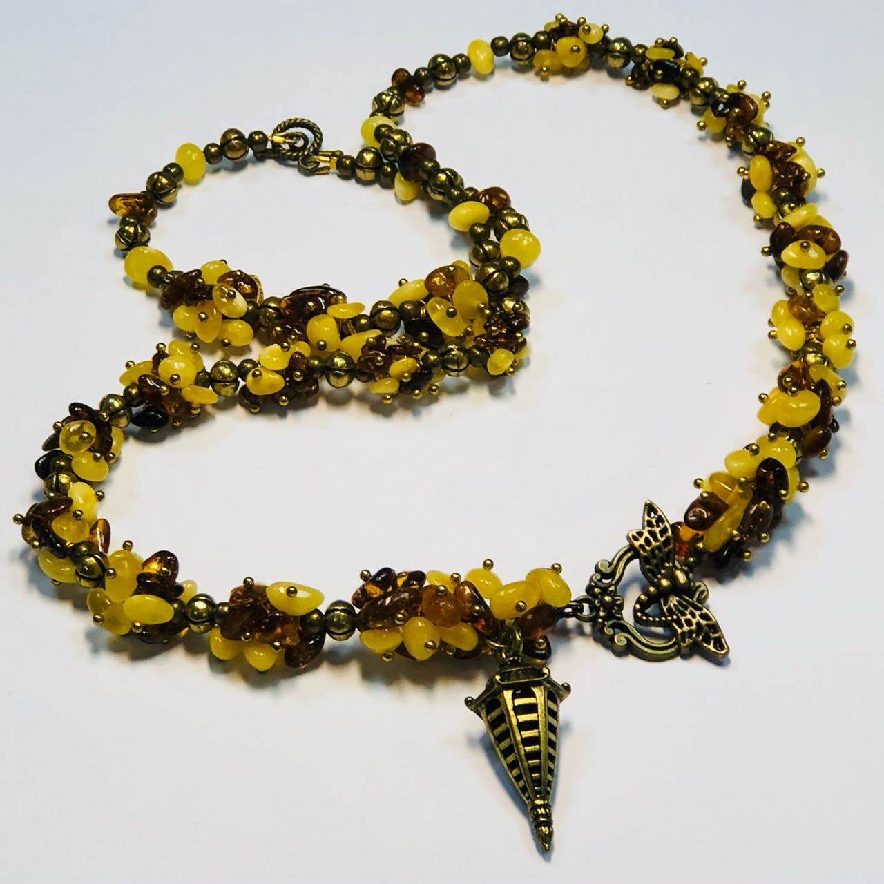 картинка Комплект ожерелье и браслет из янтаря с подвеской nl248 от магазина El Corazon
