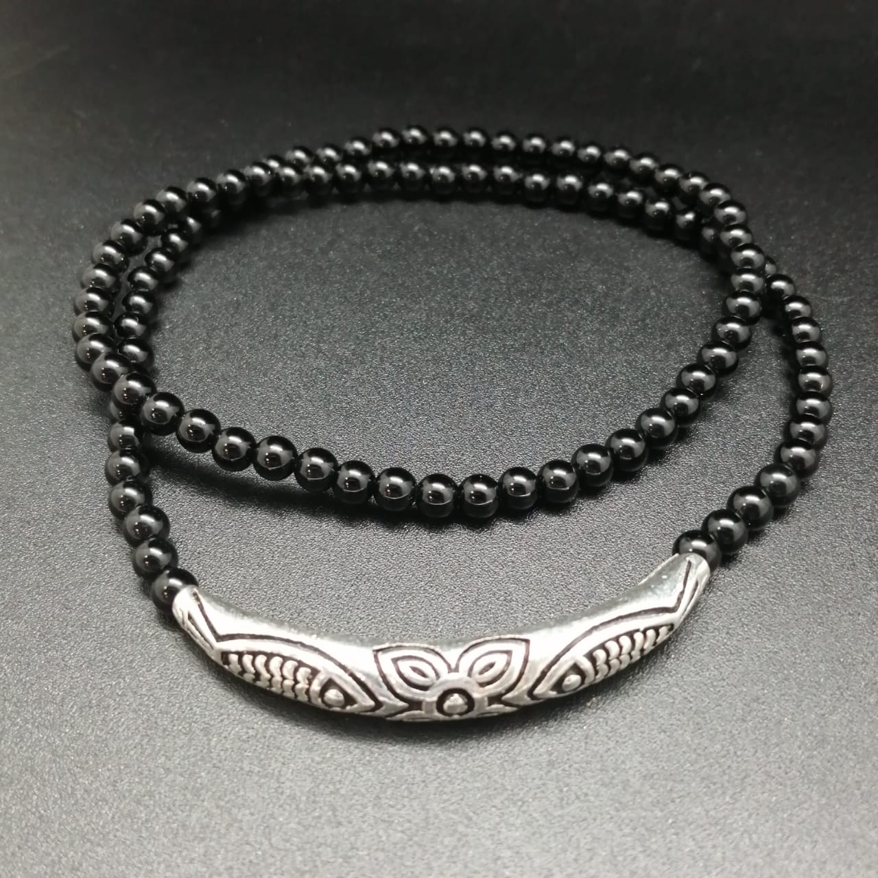 картинка Браслет - ожерелье 2 в 1 из серебра и черного Агата от магазина El Corazon