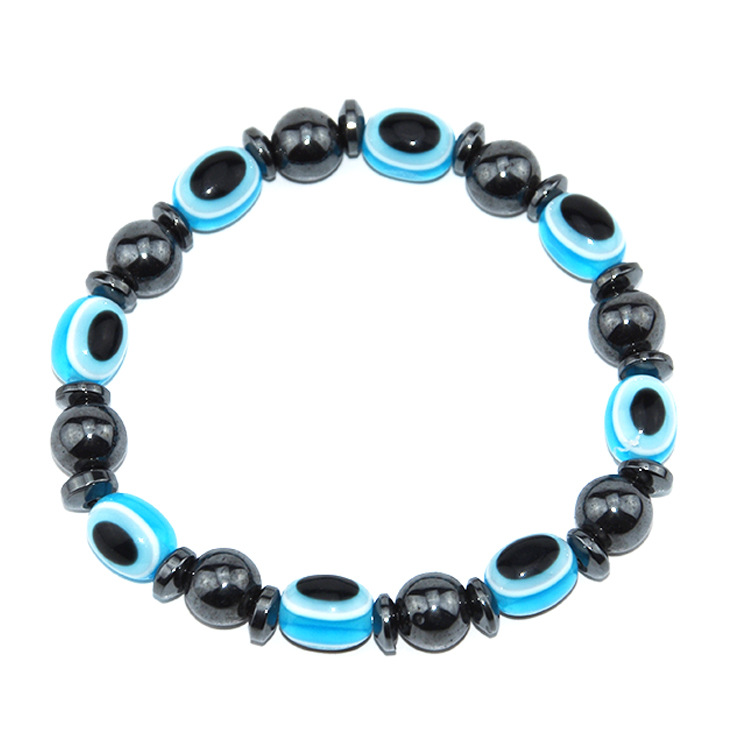 картинка Черный магнитный браслет для похудения с голубыми камнями от магазина El Corazon