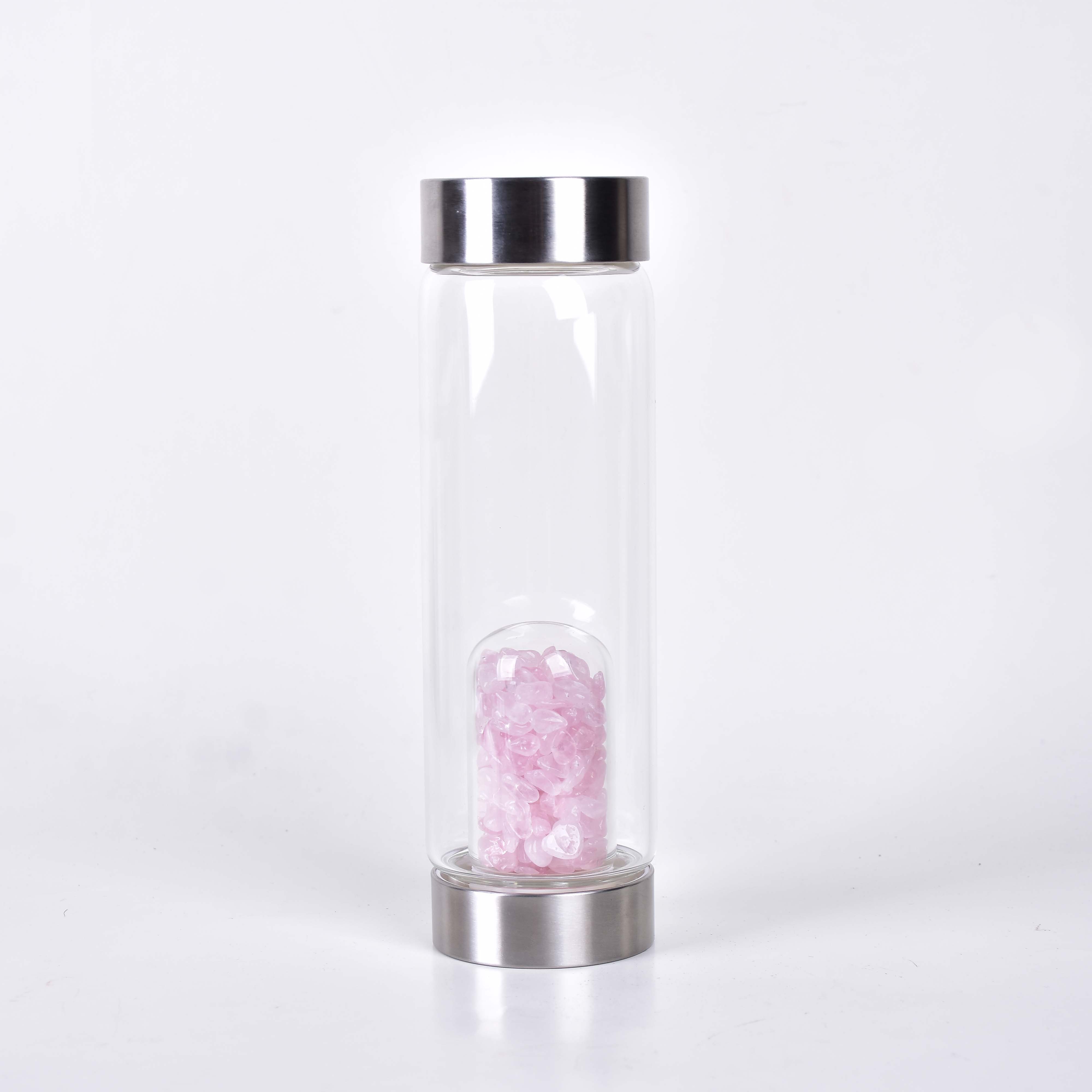 картинка Бутылка для воды с кристаллами Розового Кварца  от магазина El Corazon