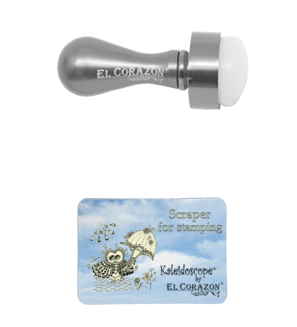 картинка EL Corazon Штамп односторонний и скрапер №ksst-6 (серебро) от магазина El Corazon