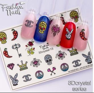картинка  Fashion Nails Слайдер дизайн 3D crystal №13 от магазина El Corazon