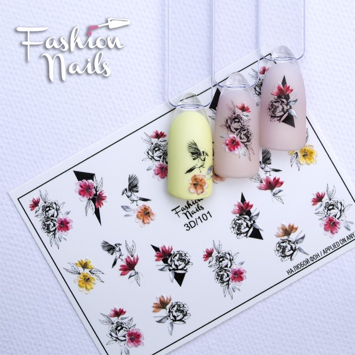 картинка  Fashion Nails Слайдер дизайн FN 3D №101 от магазина El Corazon