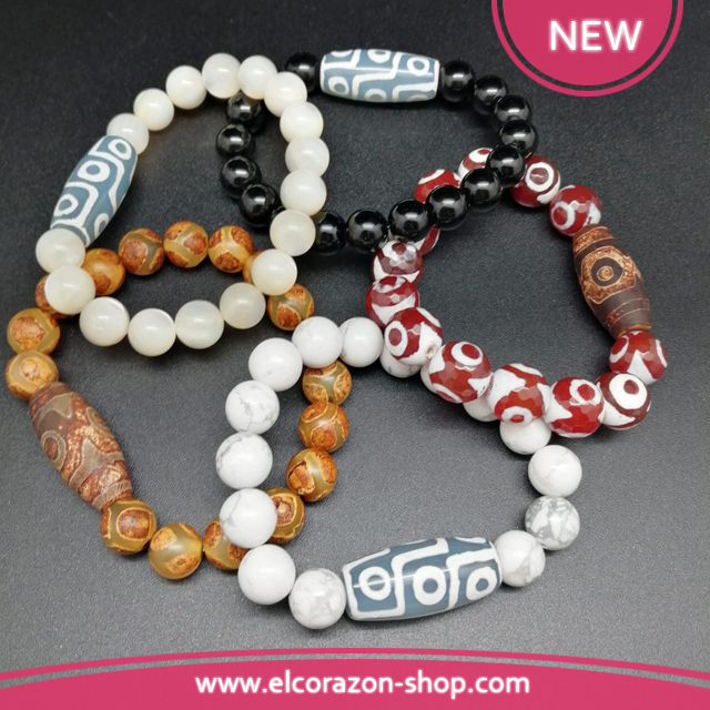 New designer jewelry El Corazon with Dzi beads!