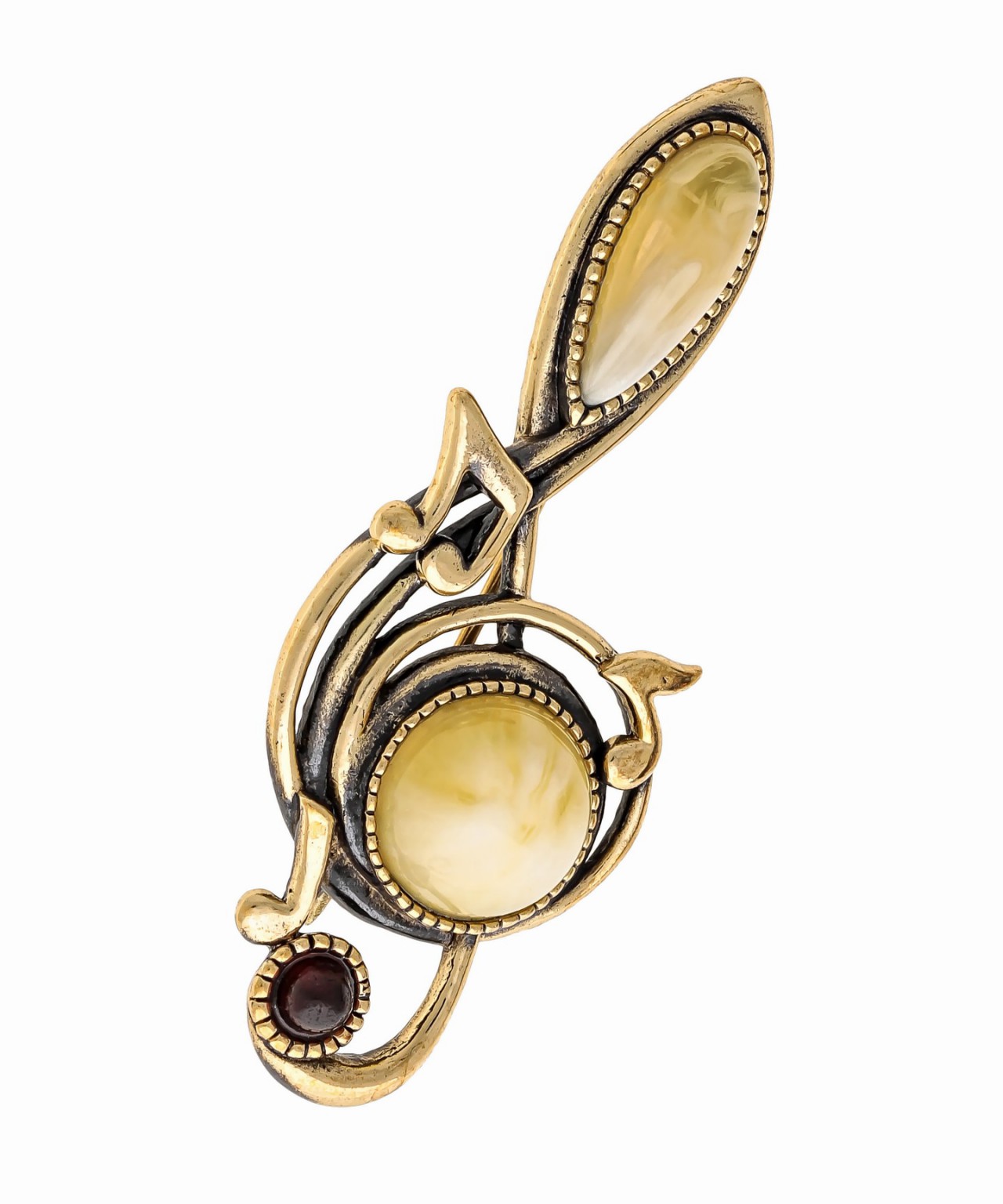 картинка Брошь Скрипичный Ключ с нотами, белая 1570.4-Б от магазина El Corazon