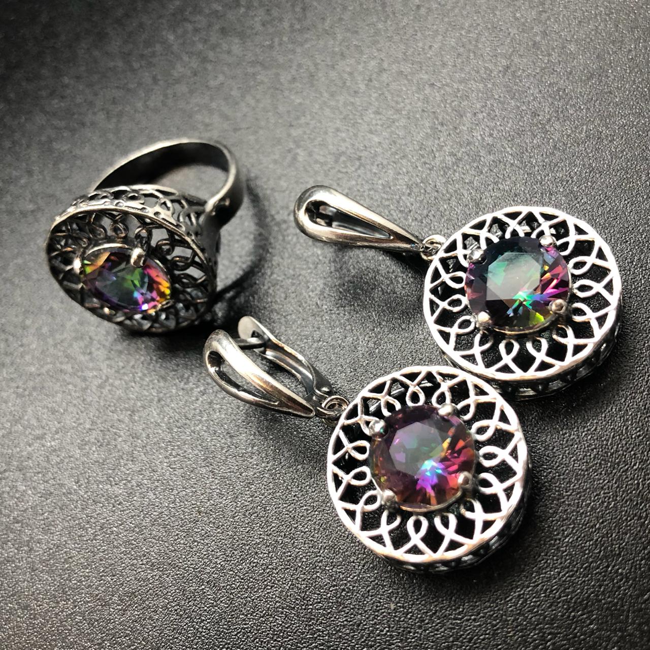 картинка Комплект Серьги и кольцо с посеребрением 20511-215-20 от магазина El Corazon