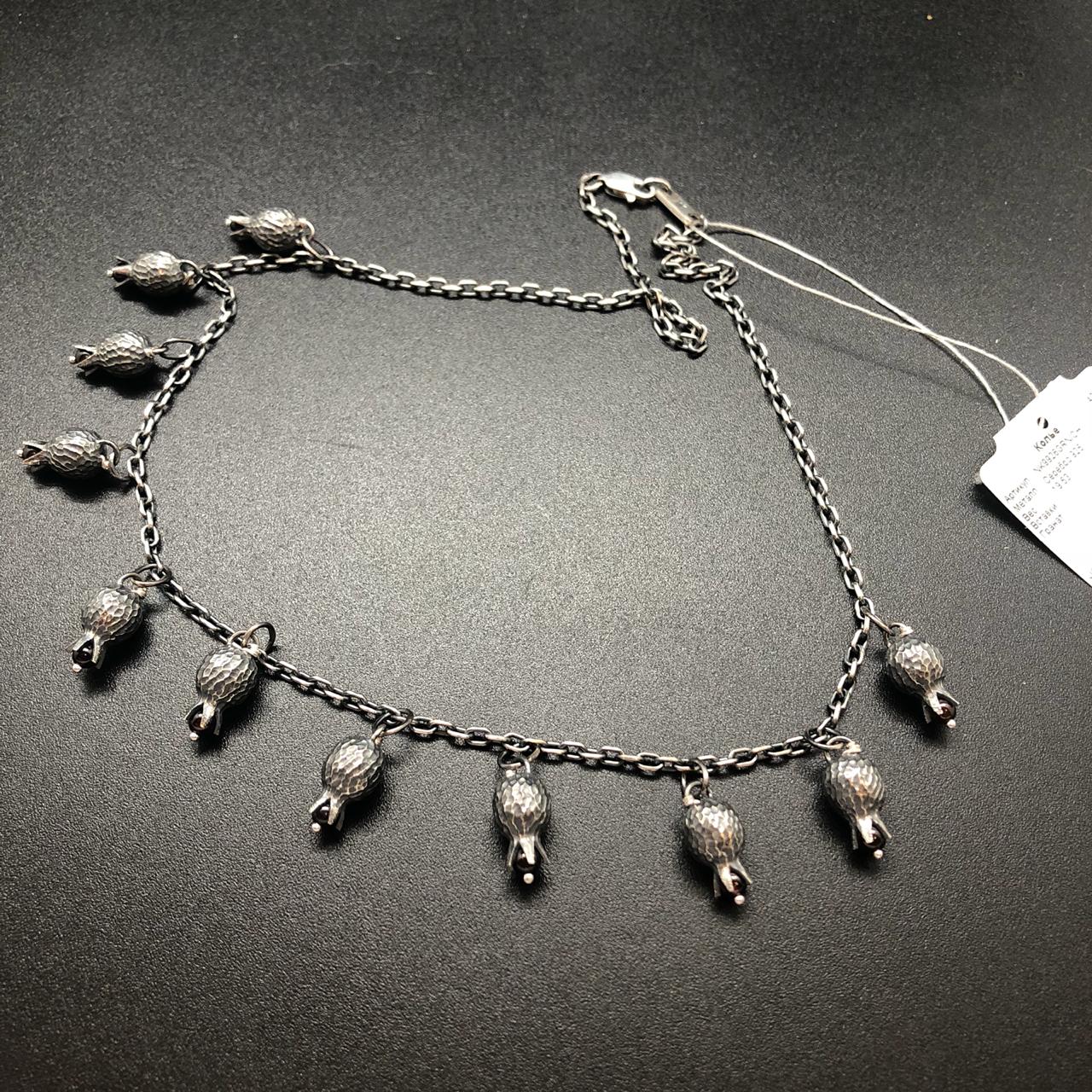 картинка Ожерелье Гранаты 1,5 см из серебра и камня гранат, 55 см от магазина El Corazon