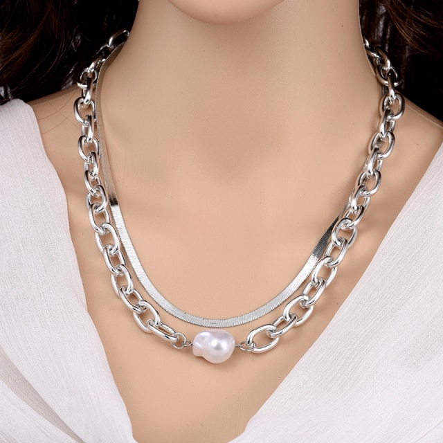 картинка Ожерелье из двух цепочек с подвесками, цвета серебра от магазина El Corazon