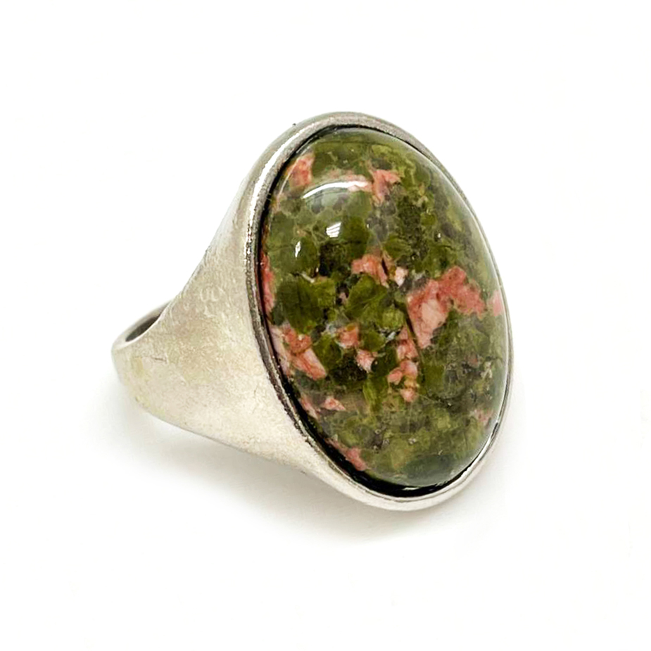 картинка Кольцо из натурального камня зеленая яшма Ring-019 от магазина El Corazon
