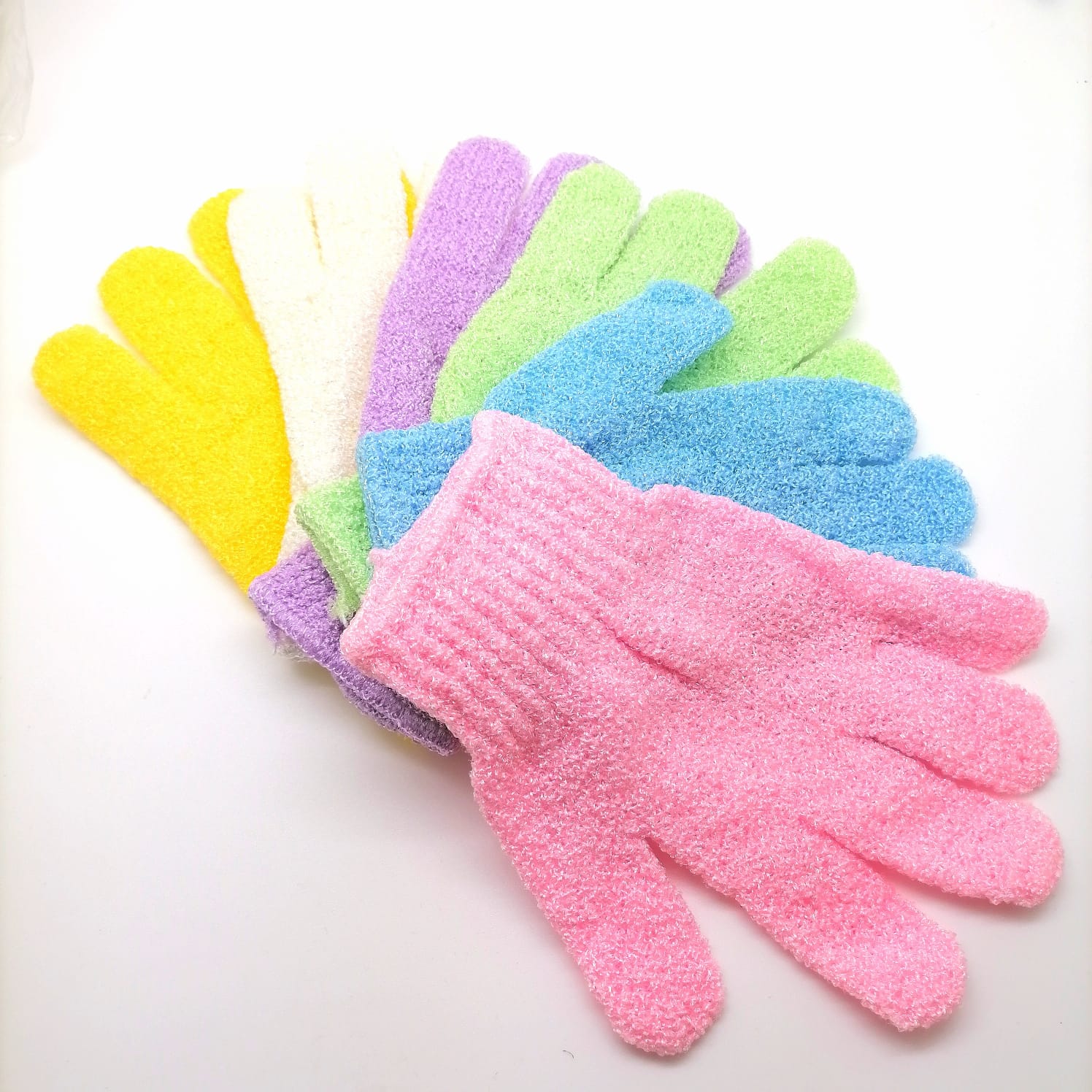 картинка Gl-bathroom1   Цветные, шершавые,, синтетические банные  перчатки, от магазина El Corazon