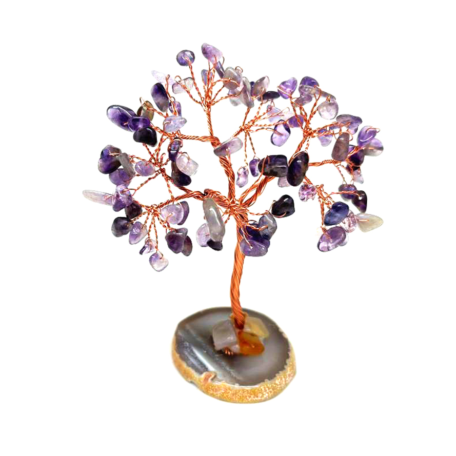 картинка Денежное дерево счастья Сувенир из натуральных камней аметиста Sr-tree-01 от магазина El Corazon